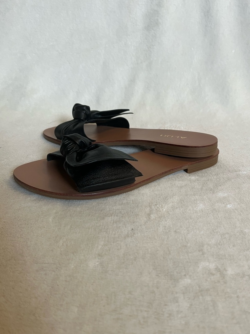 NEW ALDO Black Bow Slide Sandals for Women